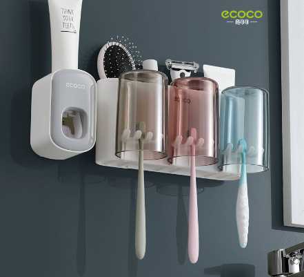 Toothbrush Holder Automatic Toothpaste Squeezer Dispenser Wall Mounted ...