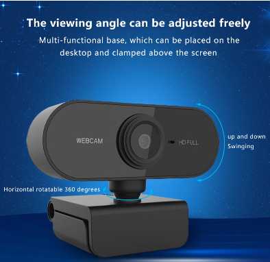 FULL HD 1080P Webcam Web Camera with Microphone 360 Degree Adjust USB 2 ...