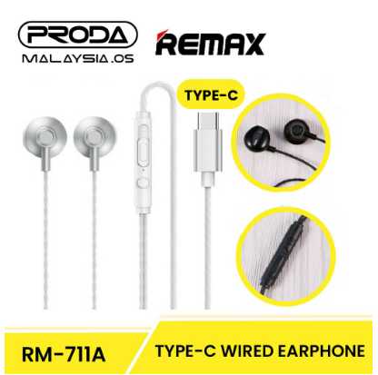 REMAX RM-711A Type-C Wired Earphone 360° Powerful Bass For Music & Call